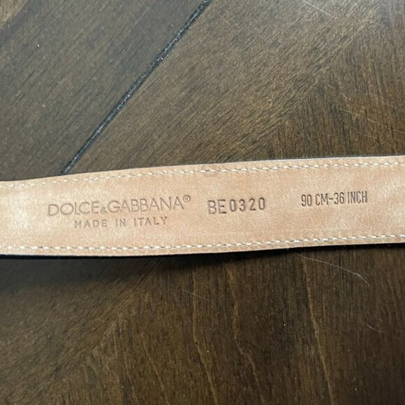 Dolce & Gabbana Black Belt with Gold Buckle, 36in main image 2